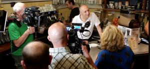 Our trainer Gabriele during the shooting of a documentary about Italian coffee